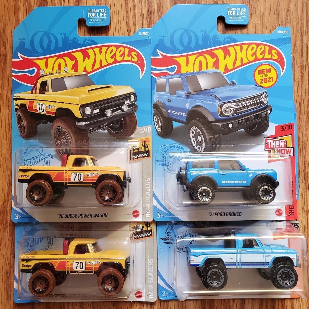 Hot wheels 70 Dodge Power Wagon 21 Ford Bronco